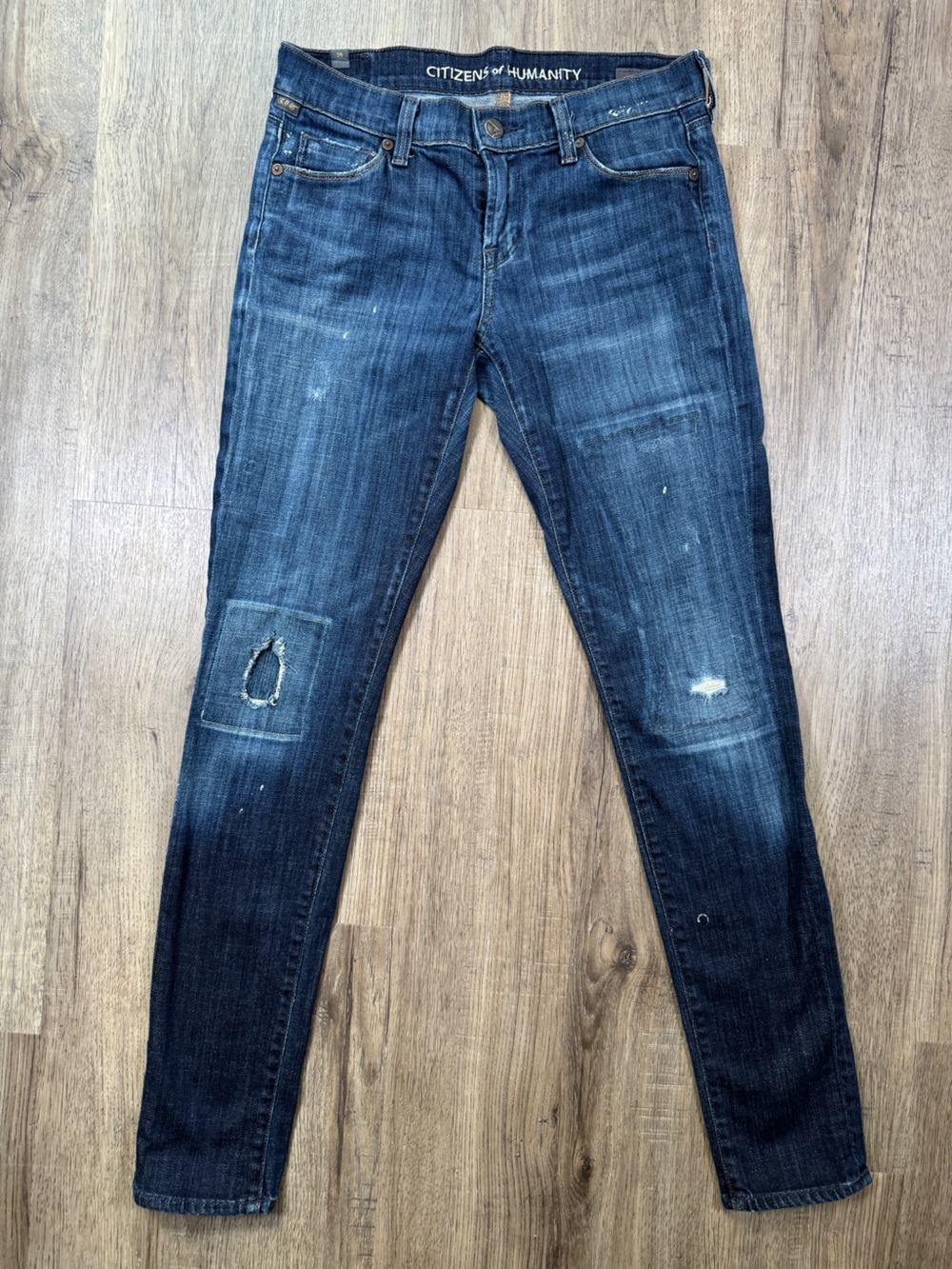 Women’s Distressed Dark Blue Skinny Jeans